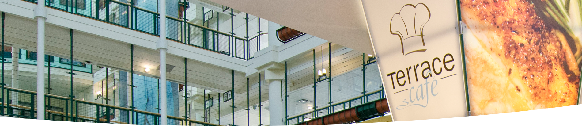 terrace cafe sign in the atrium