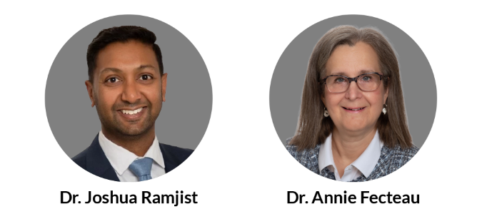 Headshots of Drs. Joshua Ramjist and Annie Fecteau