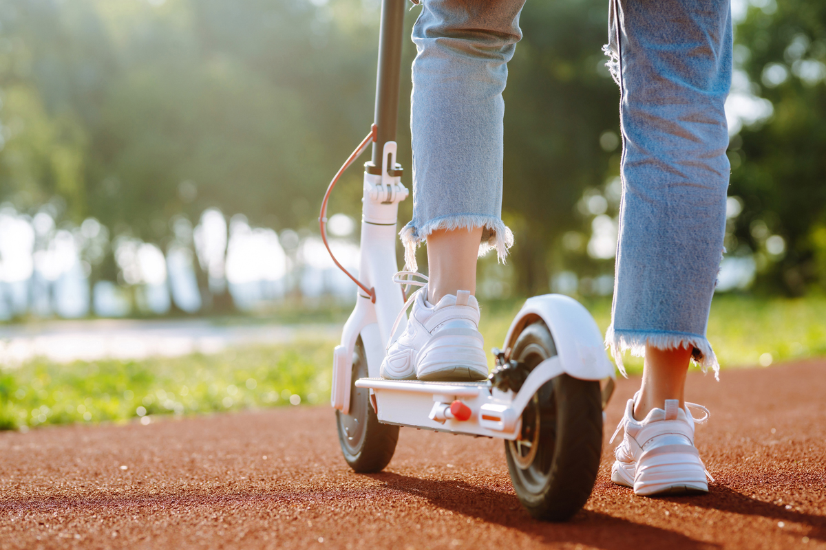 A person on an e-scooter.
